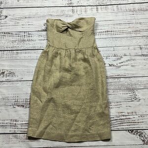 NWT DVF Diane von furstenberg linen khaki gold strapless dress size 2